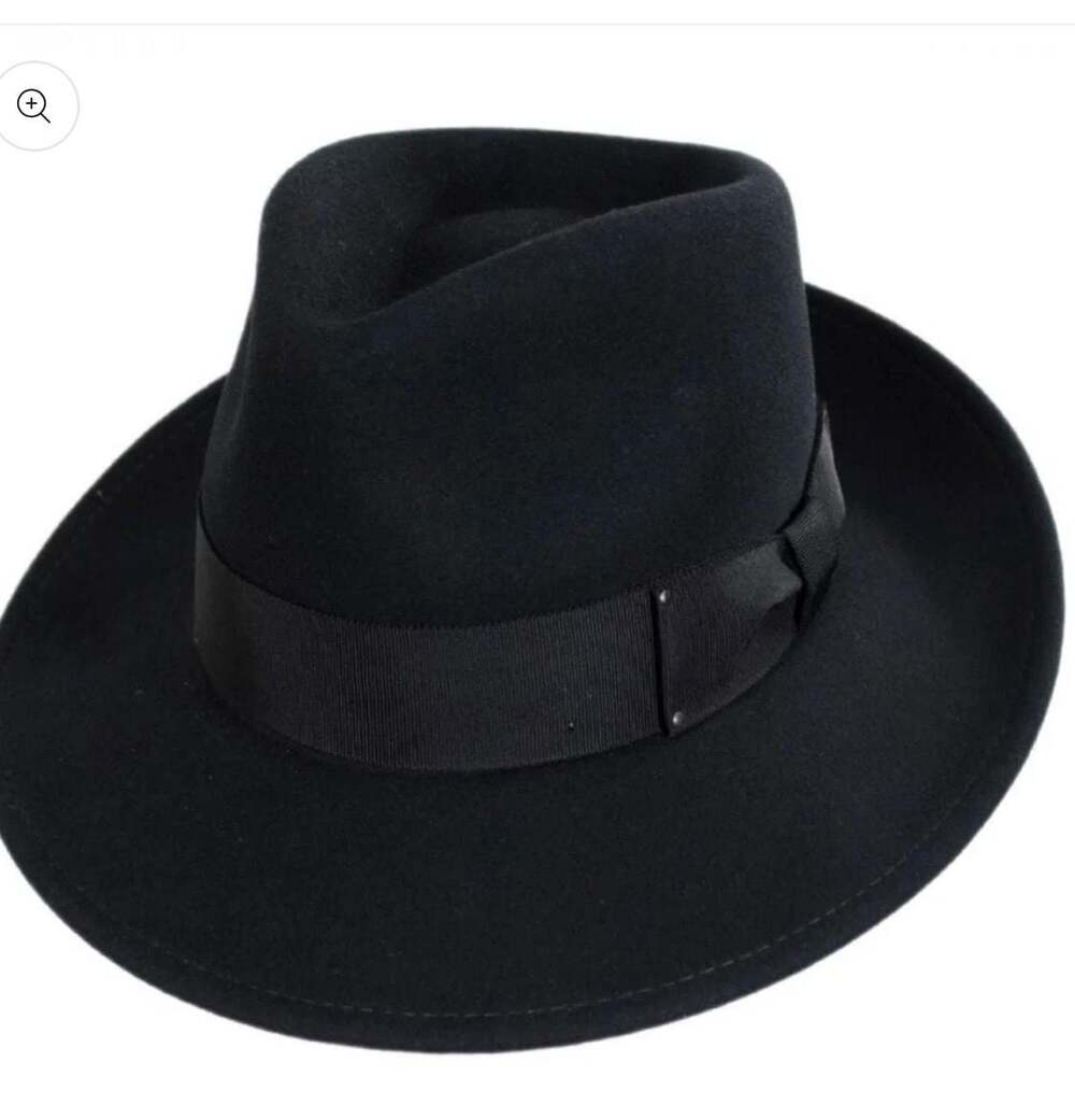 Lite Felt 100% Wool Black Fedora Hat